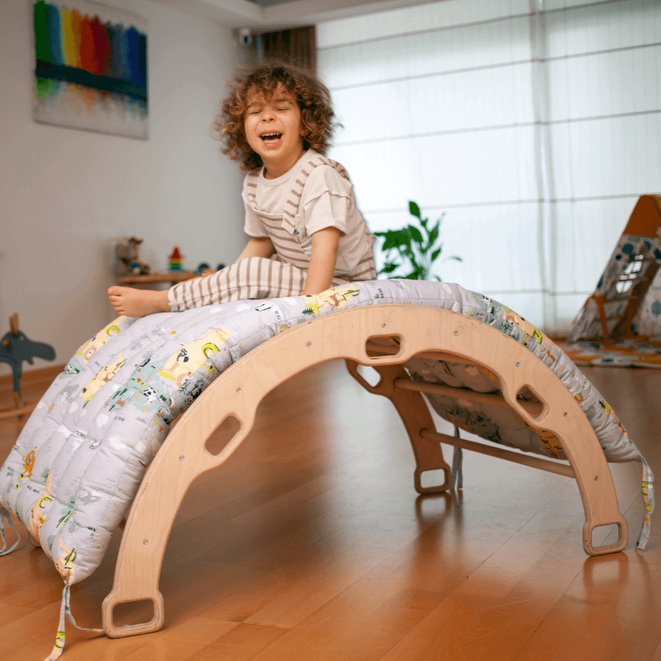 Large Montessori Climbing Arch/Rocker with Pillow Set