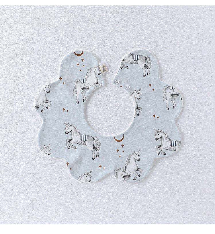 Adorable Simple Pattern Cotton Snap-on Flowers Shaped Bib